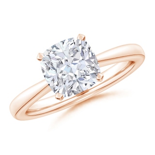 9.4mm FGVS Lab-Grown Cushion Diamond Reverse Tapered Shank Solitaire Engagement Ring in Rose Gold