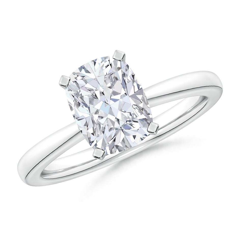 8.5x6.5mm FGVS Lab-Grown Cushion Rectangular Diamond Reverse Tapered Shank Solitaire Engagement Ring in White Gold 