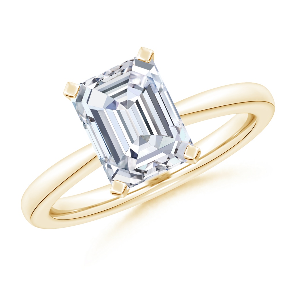10x7.5mm FGVS Lab-Grown Emerald-Cut Diamond Reverse Tapered Shank Solitaire Engagement Ring in 10K Yellow Gold
