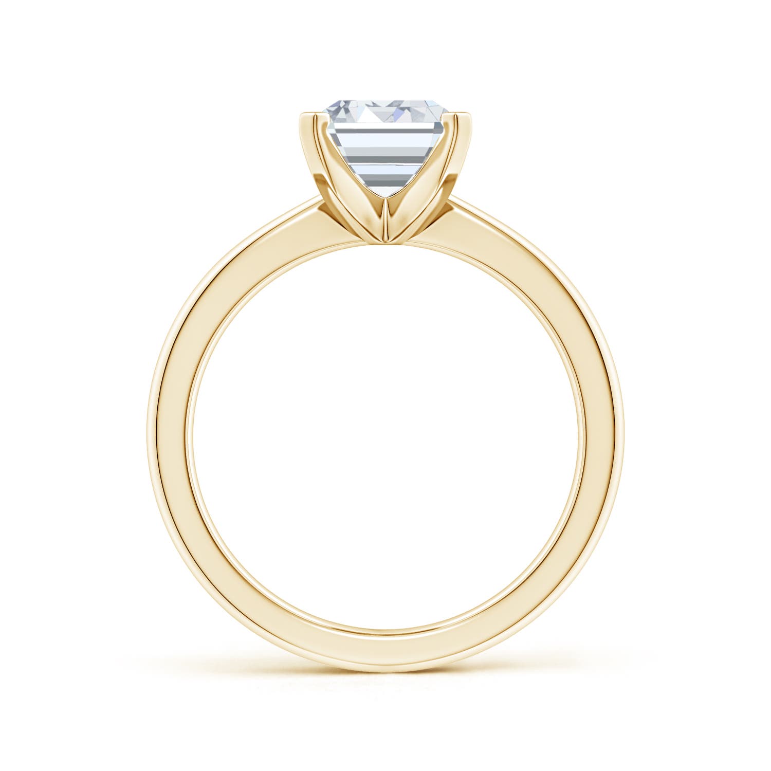 10x7.5mm FGVS Lab-Grown Emerald-Cut Diamond Reverse Tapered Shank Solitaire Engagement Ring in Yellow Gold
