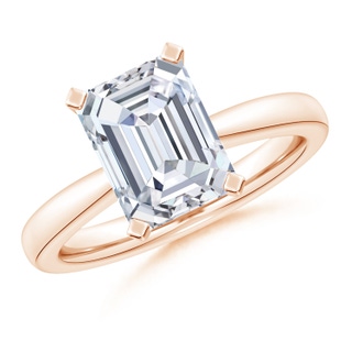 11x8.5mm FGVS Lab-Grown Emerald-Cut Diamond Reverse Tapered Shank Solitaire Engagement Ring in 18K Rose Gold