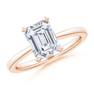 6.5x5mm FGVS Lab-Grown Emerald-Cut Diamond Reverse Tapered Shank Solitaire Engagement Ring in 10K Rose Gold