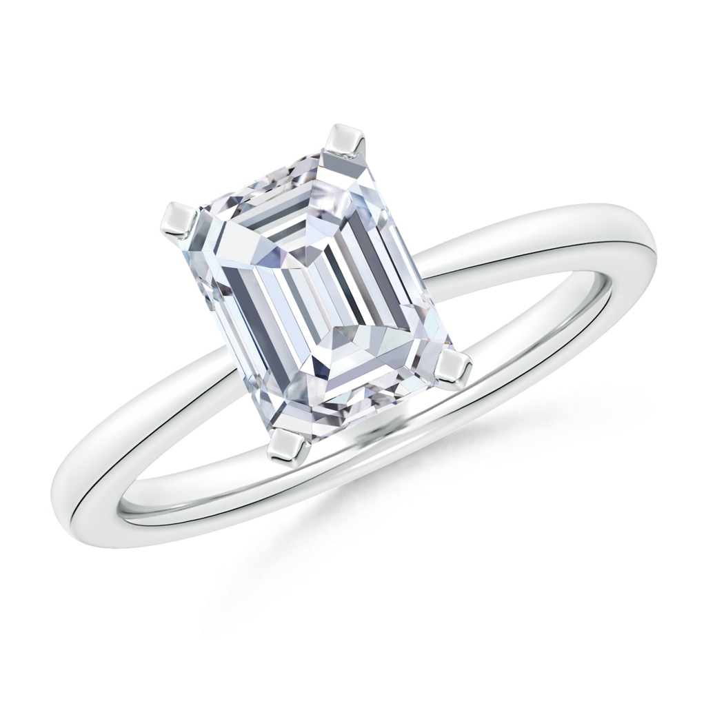 6.5x5mm FGVS Lab-Grown Emerald-Cut Diamond Reverse Tapered Shank Solitaire Engagement Ring in 18K White Gold