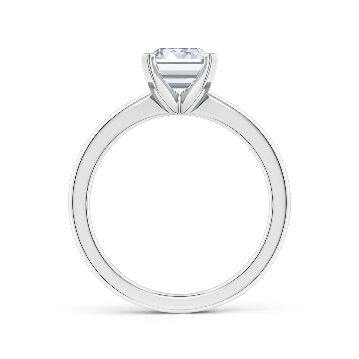 6.5x5mm FGVS Lab-Grown Emerald-Cut Diamond Reverse Tapered Shank Solitaire Engagement Ring in 18K White Gold