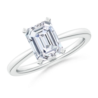 6.5x5mm FGVS Lab-Grown Emerald-Cut Diamond Reverse Tapered Shank Solitaire Engagement Ring in White Gold