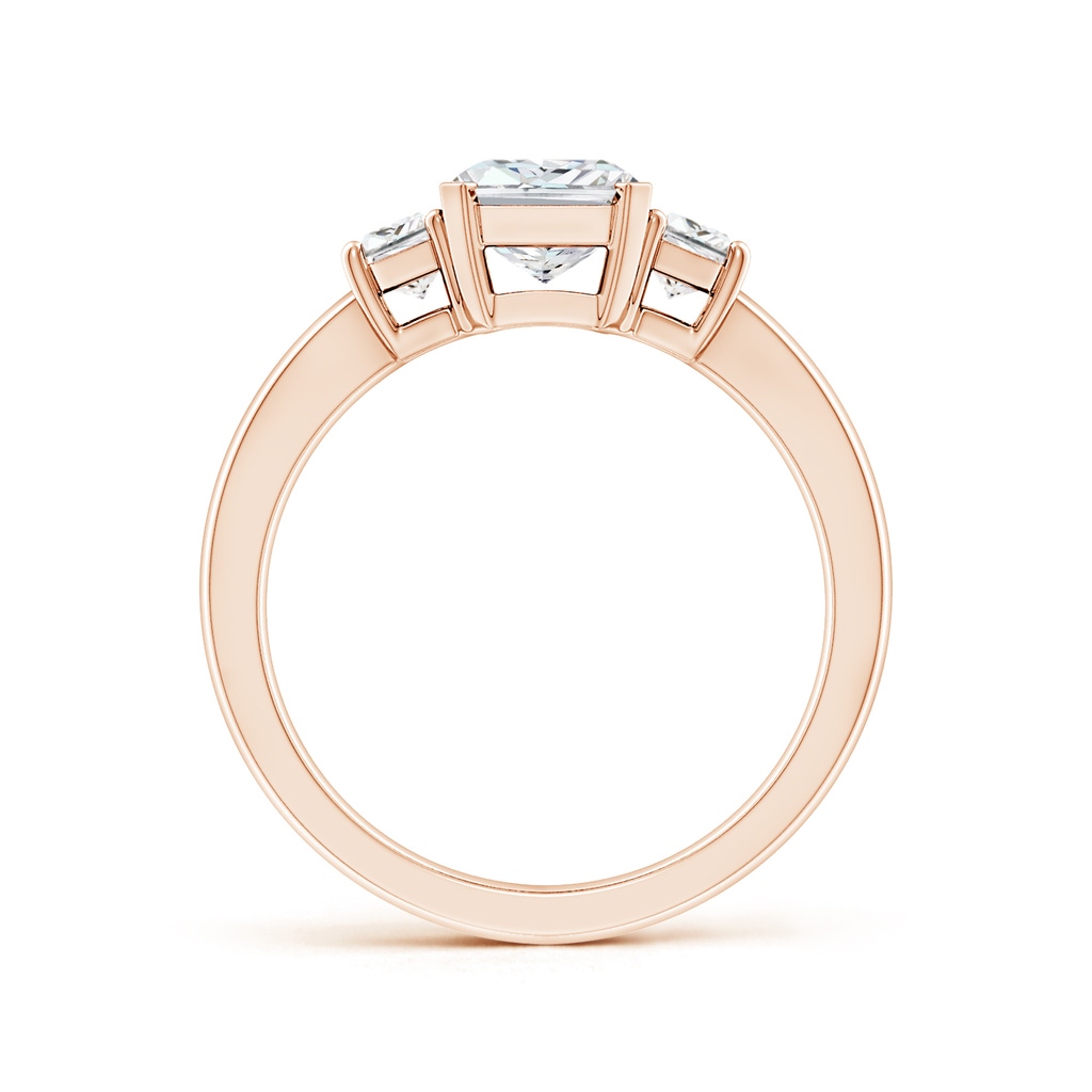 8x6mm FGVS Lab-Grown Radiant-Cut and Trapezoid Diamond Three Stone Engagement Ring in Rose Gold - side 199