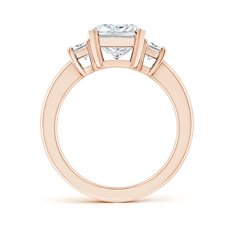 9.5x7.5mm FGVS Lab-Grown Radiant-Cut and Trapezoid Diamond Three Stone Engagement Ring in Rose Gold side 199
