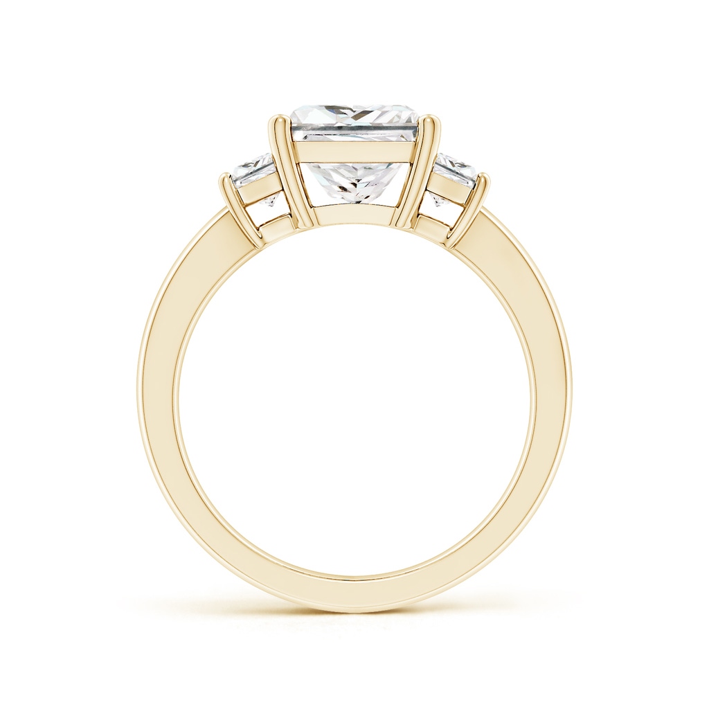 7mm FGVS Lab-Grown Princess-Cut and Trapezoid Diamond Three Stone Engagement Ring in Yellow Gold Side 199