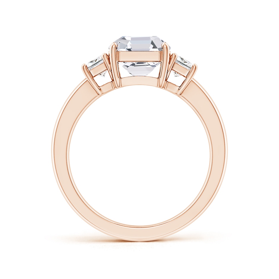 7.5mm FGVS Lab-Grown Asscher-Cut and Trapezoid Diamond Three Stone Engagement Ring in Rose Gold side 199