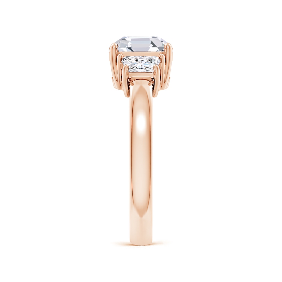 7.5mm FGVS Lab-Grown Asscher-Cut and Trapezoid Diamond Three Stone Engagement Ring in Rose Gold side 299