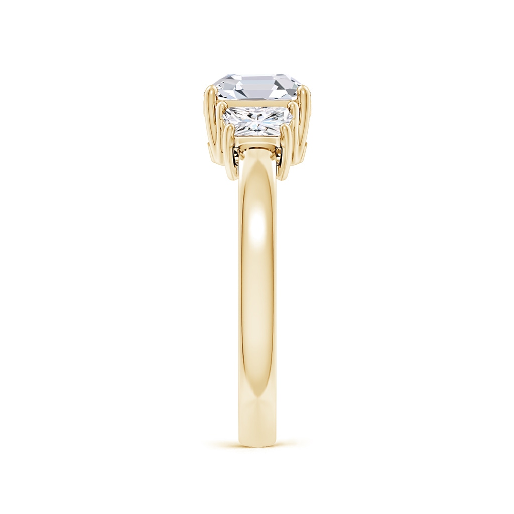 7mm FGVS Lab-Grown Asscher-Cut and Trapezoid Diamond Three Stone Engagement Ring in Yellow Gold Side 299