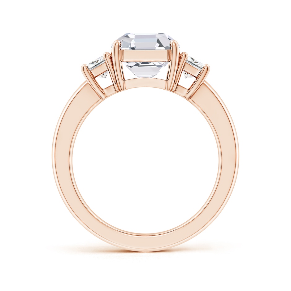 8mm FGVS Lab-Grown Asscher-Cut and Trapezoid Diamond Three Stone Engagement Ring in Rose Gold side 199