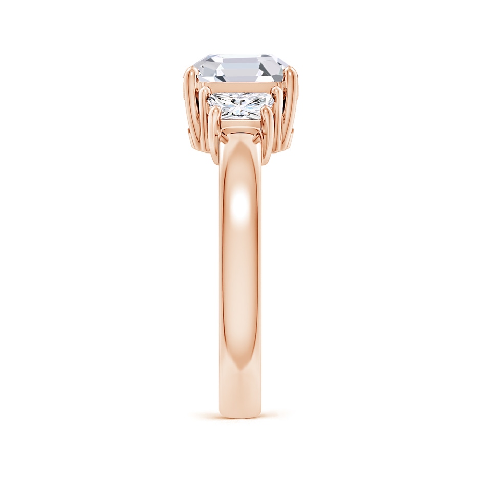8mm FGVS Lab-Grown Asscher-Cut and Trapezoid Diamond Three Stone Engagement Ring in Rose Gold side 299