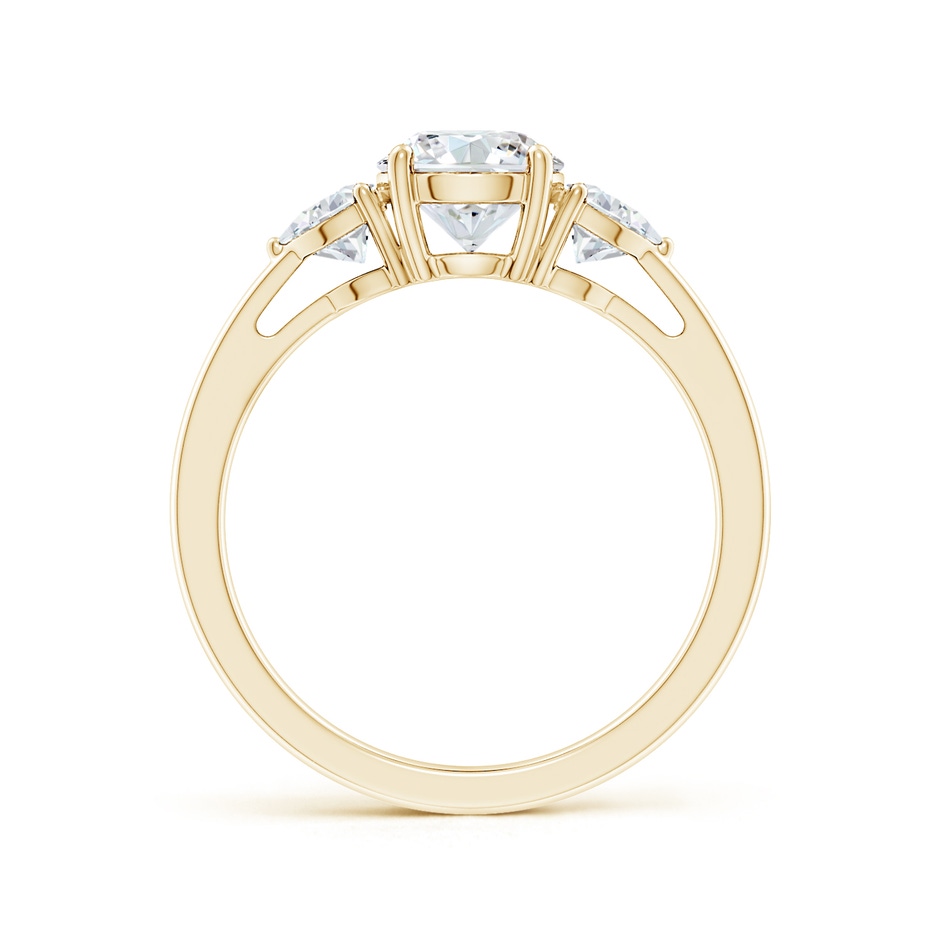 6.5mm FGVS Lab-Grown Round and Trillion Diamond Three Stone Reverse Tapered Shank Engagement Ring in 9K Yellow Gold side 199
