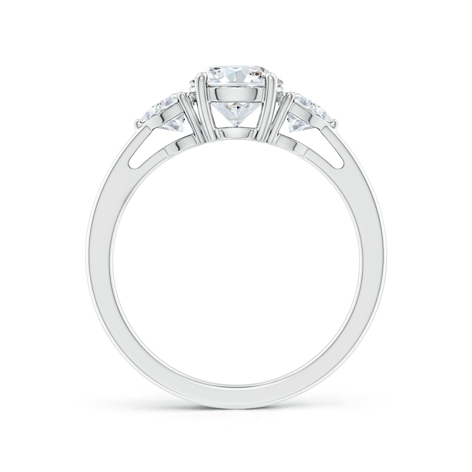6.5mm FGVS Lab-Grown Round and Trillion Diamond Three Stone Reverse Tapered Shank Engagement Ring in P950 Platinum side 199