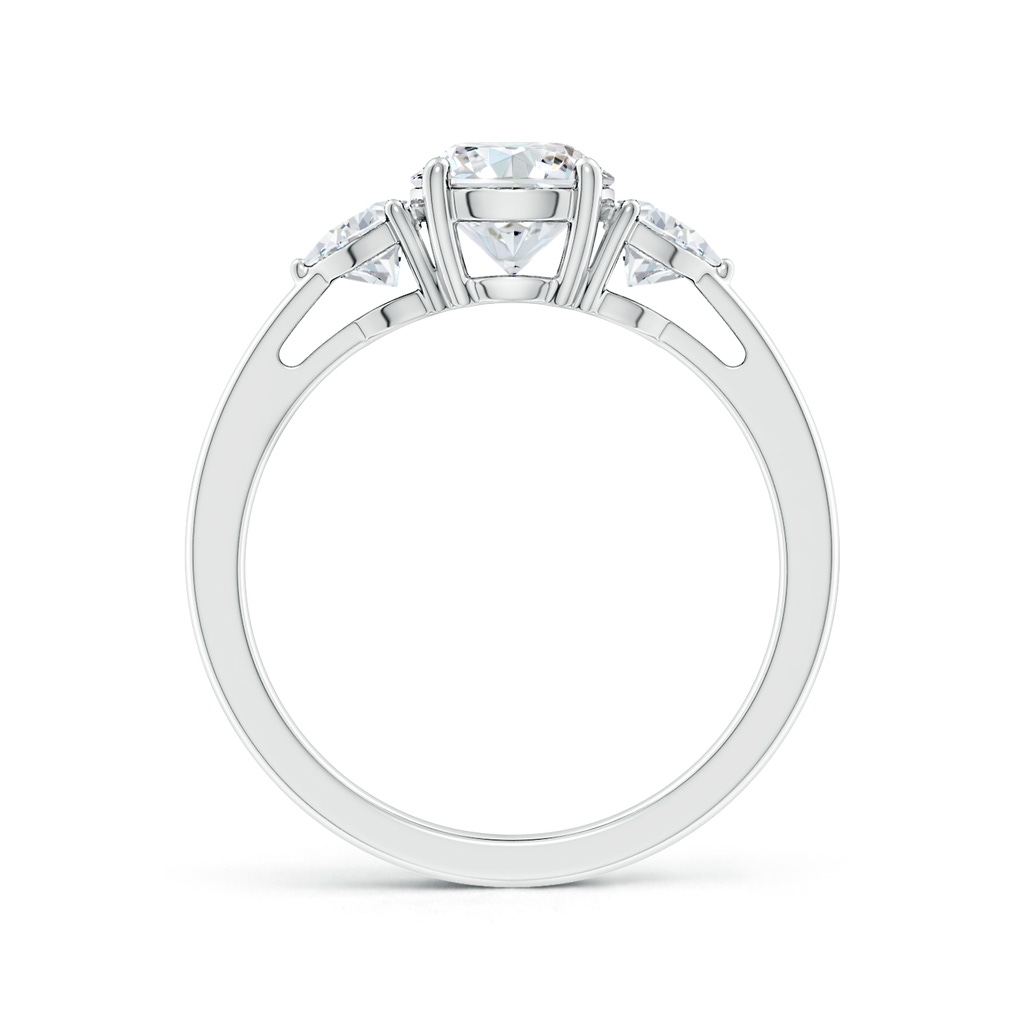 6.5mm FGVS Lab-Grown Round and Trillion Diamond Three Stone Reverse Tapered Shank Engagement Ring in White Gold Side 199