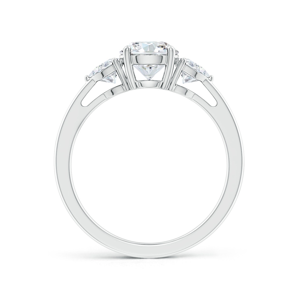 6.5mm FGVS Lab-Grown Round and Trillion Diamond Three Stone Reverse Tapered Shank Engagement Ring in White Gold - side 199