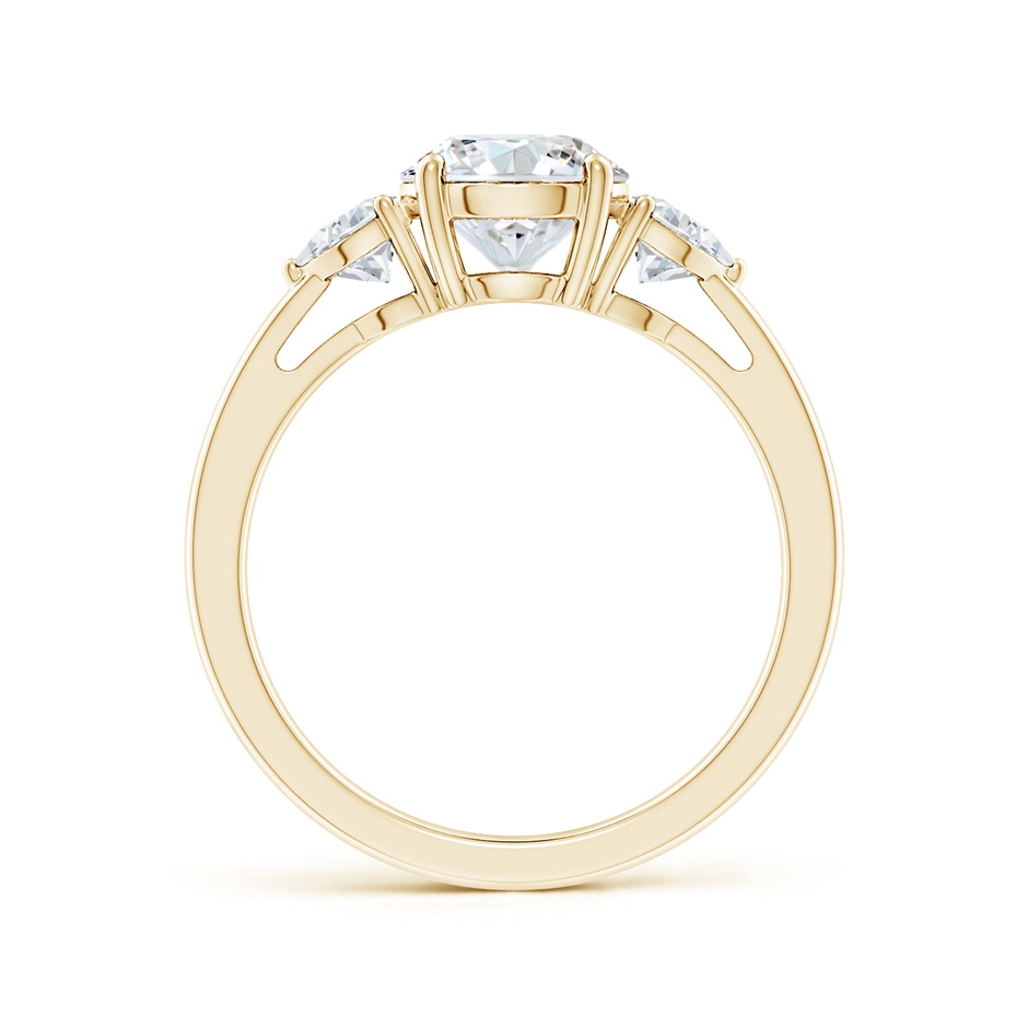 7.4mm FGVS Lab-Grown Round and Trillion Diamond Three Stone Reverse Tapered Shank Engagement Ring in Yellow Gold side 199