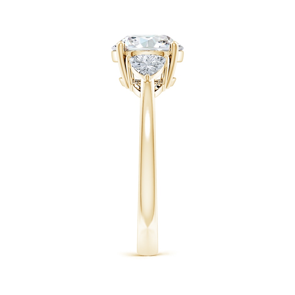 8mm FGVS Lab-Grown Round and Trillion Diamond Three Stone Reverse Tapered Shank Engagement Ring in 18K Yellow Gold side 299