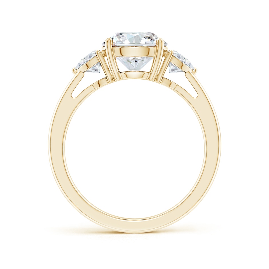 8mm FGVS Lab-Grown Round and Trillion Diamond Three Stone Reverse Tapered Shank Engagement Ring in Yellow Gold side 199
