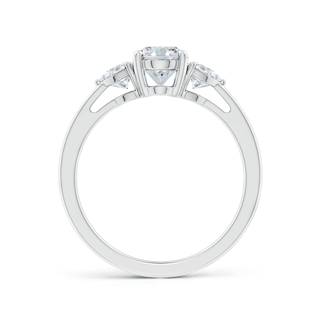 7.7x5.7mm FGVS Lab-Grown Oval and Trillion Diamond Three Stone Reverse Tapered Shank Engagement Ring in 18K White Gold - side 199