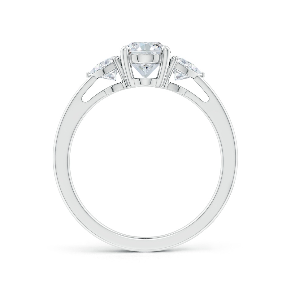 7.7x5.7mm FGVS Lab-Grown Oval and Trillion Diamond Three Stone Reverse Tapered Shank Engagement Ring in 18K White Gold side 199