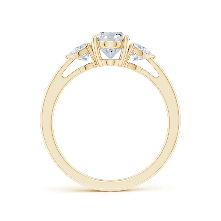 7.7x5.7mm FGVS Lab-Grown Oval and Trillion Diamond Three Stone Reverse Tapered Shank Engagement Ring in Yellow Gold side 199