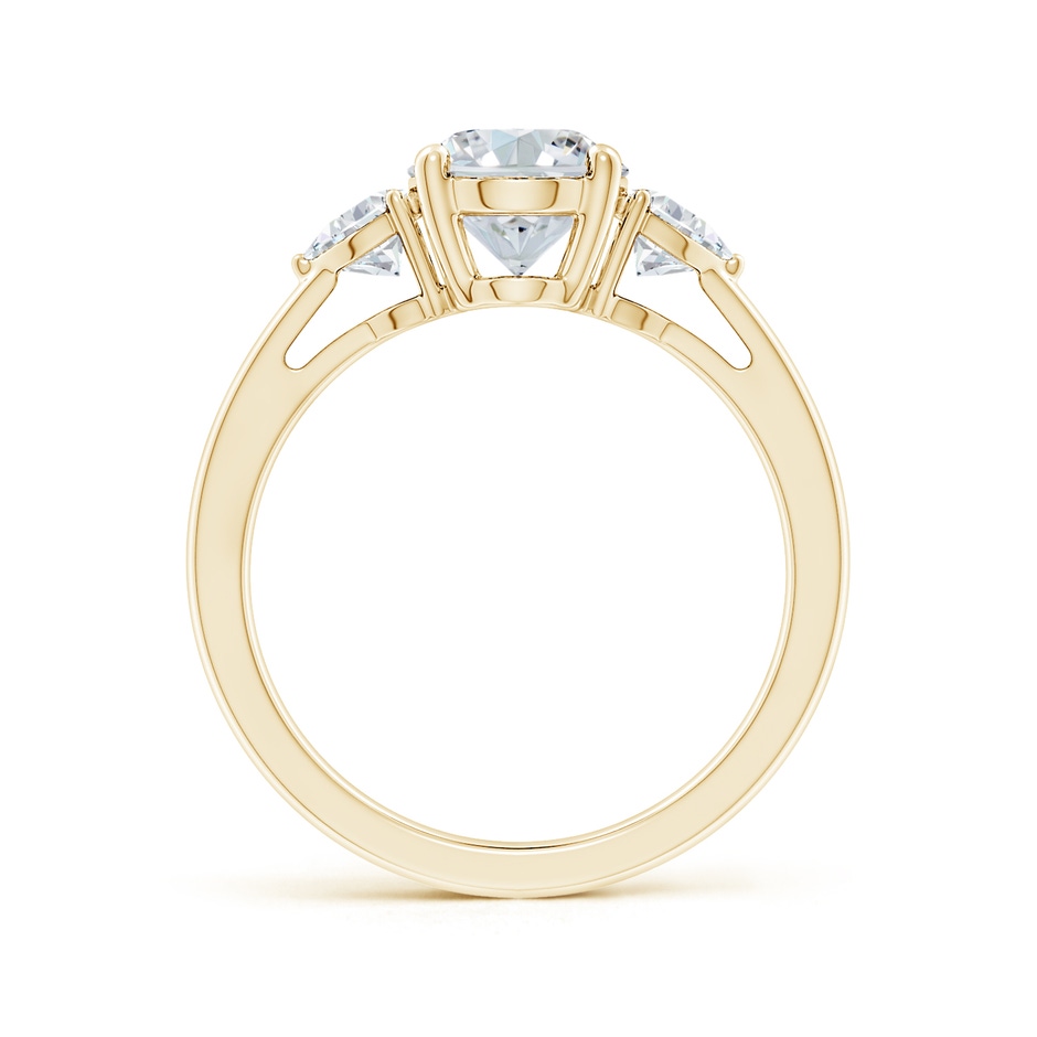 9x7mm FGVS Lab-Grown Oval and Trillion Diamond Three Stone Reverse Tapered Shank Engagement Ring in Yellow Gold side 199