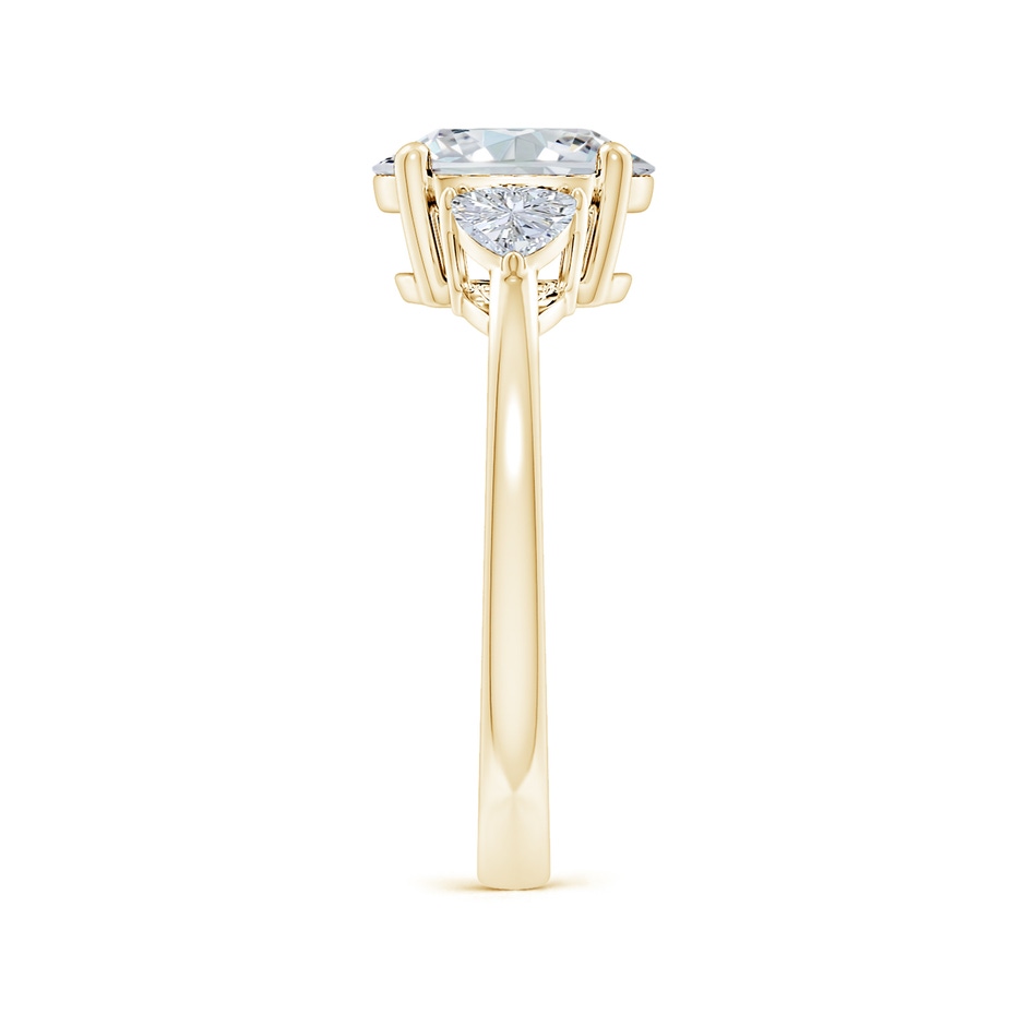 9x7mm FGVS Lab-Grown Oval and Trillion Diamond Three Stone Reverse Tapered Shank Engagement Ring in Yellow Gold side 299