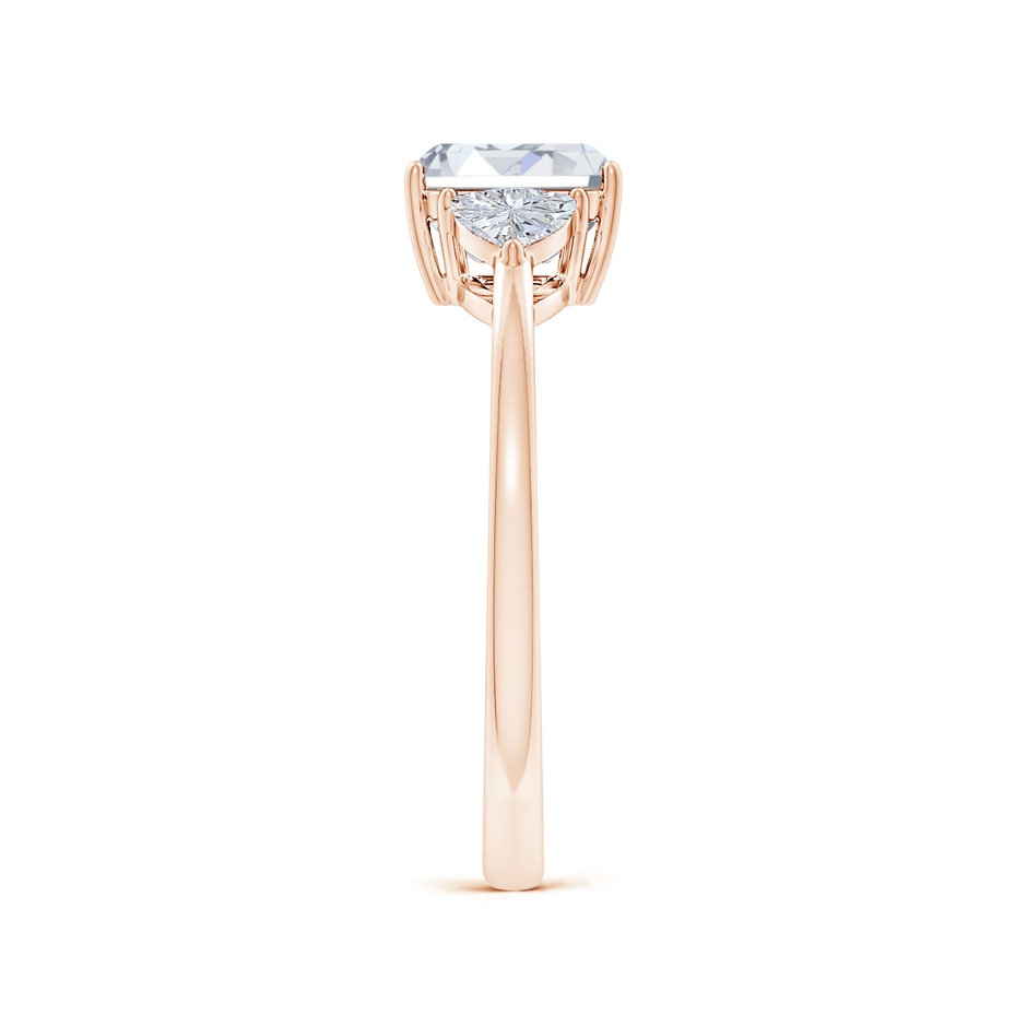 6.5x4.5mm FGVS Lab-Grown Emerald-Cut and Trillion Diamond Three Stone Reverse Tapered Shank Engagement Ring in Rose Gold side 299