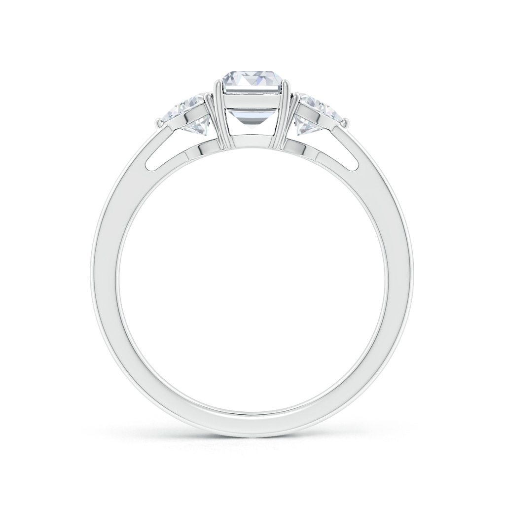 6.5x4.5mm FGVS Lab-Grown Emerald-Cut and Trillion Diamond Three Stone Reverse Tapered Shank Engagement Ring in White Gold Side 199