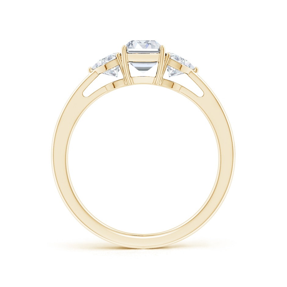 6.5x4.5mm FGVS Lab-Grown Emerald-Cut and Trillion Diamond Three Stone Reverse Tapered Shank Engagement Ring in Yellow Gold side 199