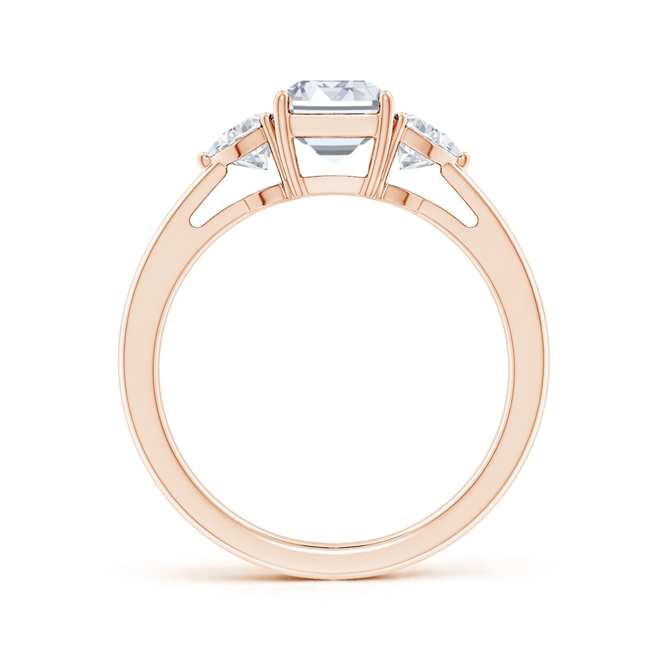7.5x5.5mm FGVS Lab-Grown Emerald-Cut and Trillion Diamond Three Stone Reverse Tapered Shank Engagement Ring in Rose Gold side 199