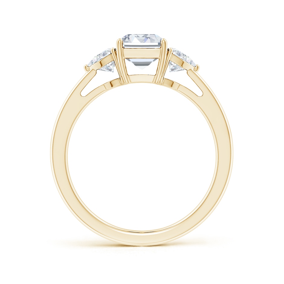 7.5x5.5mm FGVS Lab-Grown Emerald-Cut and Trillion Diamond Three Stone Reverse Tapered Shank Engagement Ring in Yellow Gold side 199