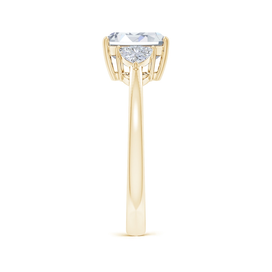 7.5x5.5mm FGVS Lab-Grown Emerald-Cut and Trillion Diamond Three Stone Reverse Tapered Shank Engagement Ring in Yellow Gold side 299