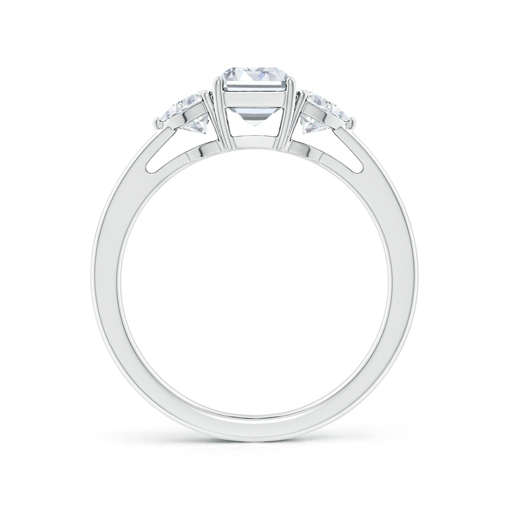 7x5mm FGVS Lab-Grown Emerald-Cut and Trillion Diamond Three Stone Reverse Tapered Shank Engagement Ring in 18K White Gold - side 199
