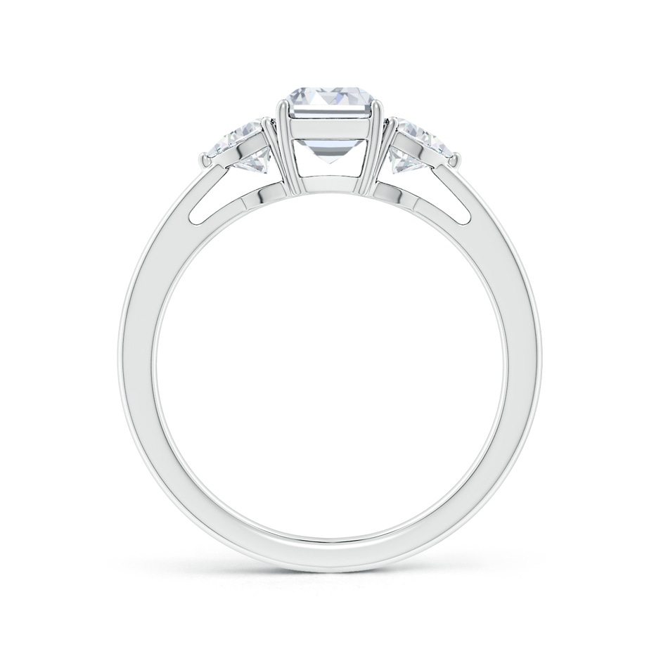 7x5mm FGVS Lab-Grown Emerald-Cut and Trillion Diamond Three Stone Reverse Tapered Shank Engagement Ring in 18K White Gold side 199