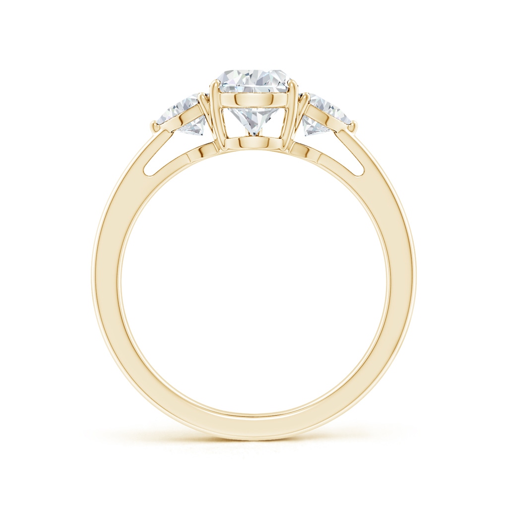 7.7x5.7mm FGVS Lab-Grown Pear and Trillion Diamond Three Stone Reverse Tapered Shank Engagement Ring in Yellow Gold - side 199