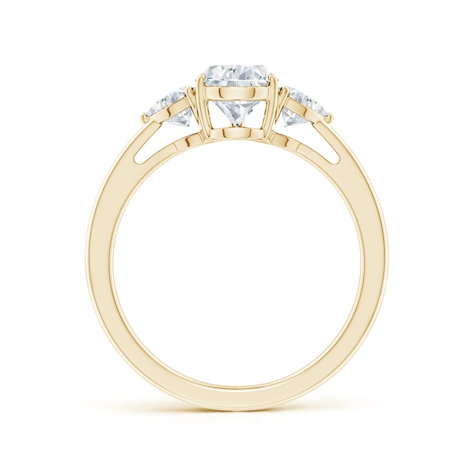 7.7x5.7mm FGVS Lab-Grown Pear and Trillion Diamond Three Stone Reverse Tapered Shank Engagement Ring in Yellow Gold side 199