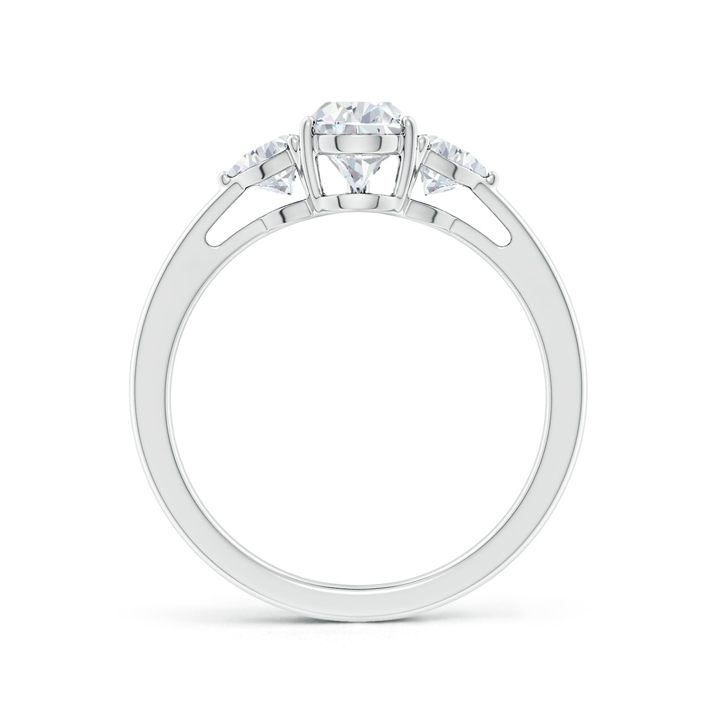 7x5mm FGVS Lab-Grown Pear and Trillion Diamond Three Stone Reverse Tapered Shank Engagement Ring in White Gold Side 199