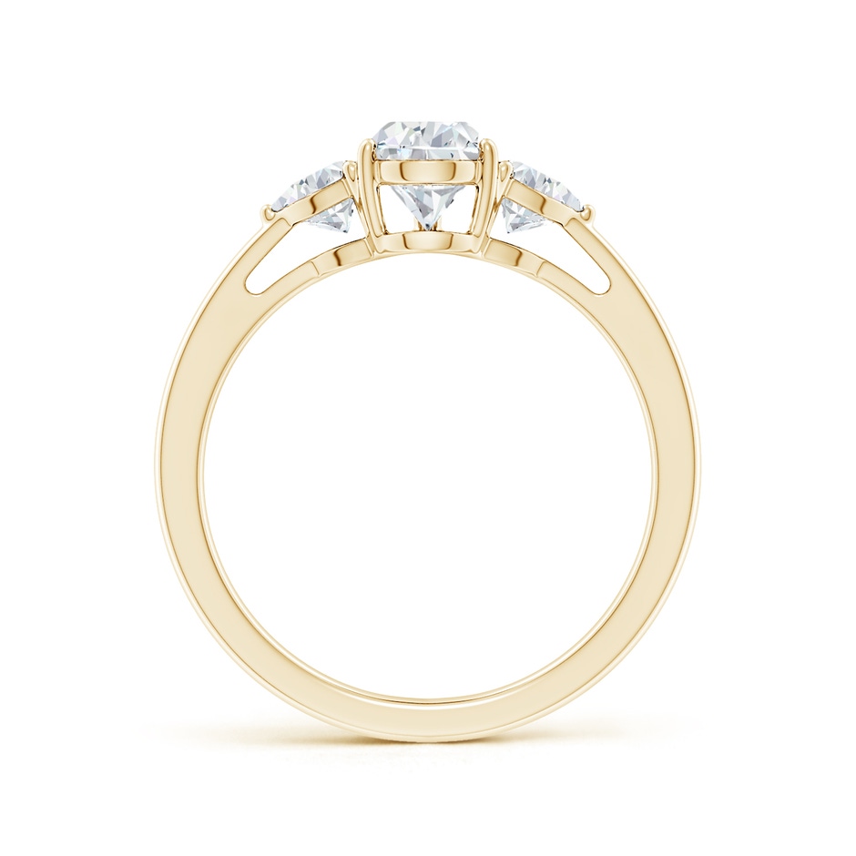 7x5mm FGVS Lab-Grown Pear and Trillion Diamond Three Stone Reverse Tapered Shank Engagement Ring in Yellow Gold side 199