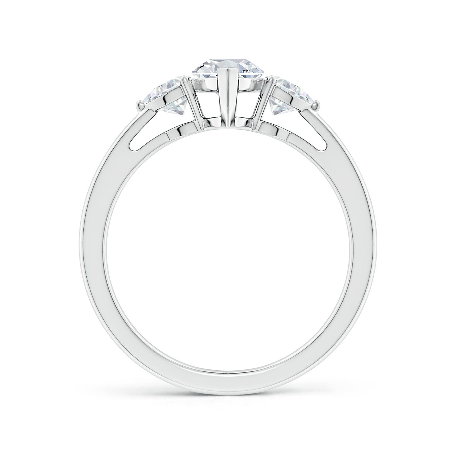 10x5mm FGVS Lab-Grown Marquise and Trillion Diamond Three Stone Reverse Tapered Shank Engagement Ring in 18CT White Gold - side 3