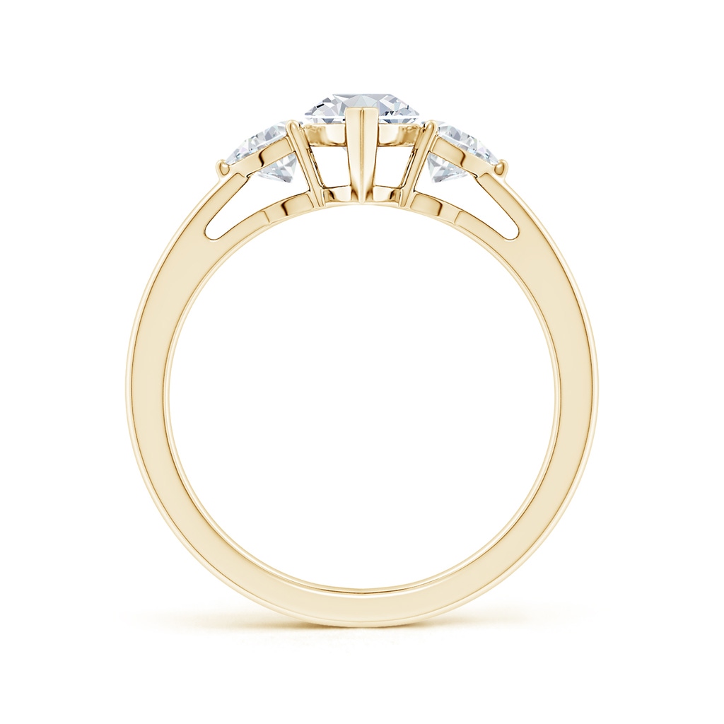 10x5mm FGVS Lab-Grown Marquise and Trillion Diamond Three Stone Reverse Tapered Shank Engagement Ring in Yellow Gold - side 199