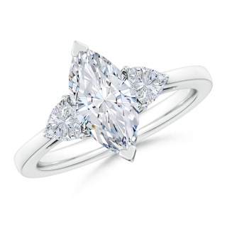 12x6mm FGVS Lab-Grown Marquise and Trillion Diamond Three Stone Reverse Tapered Shank Engagement Ring in P950 Platinum