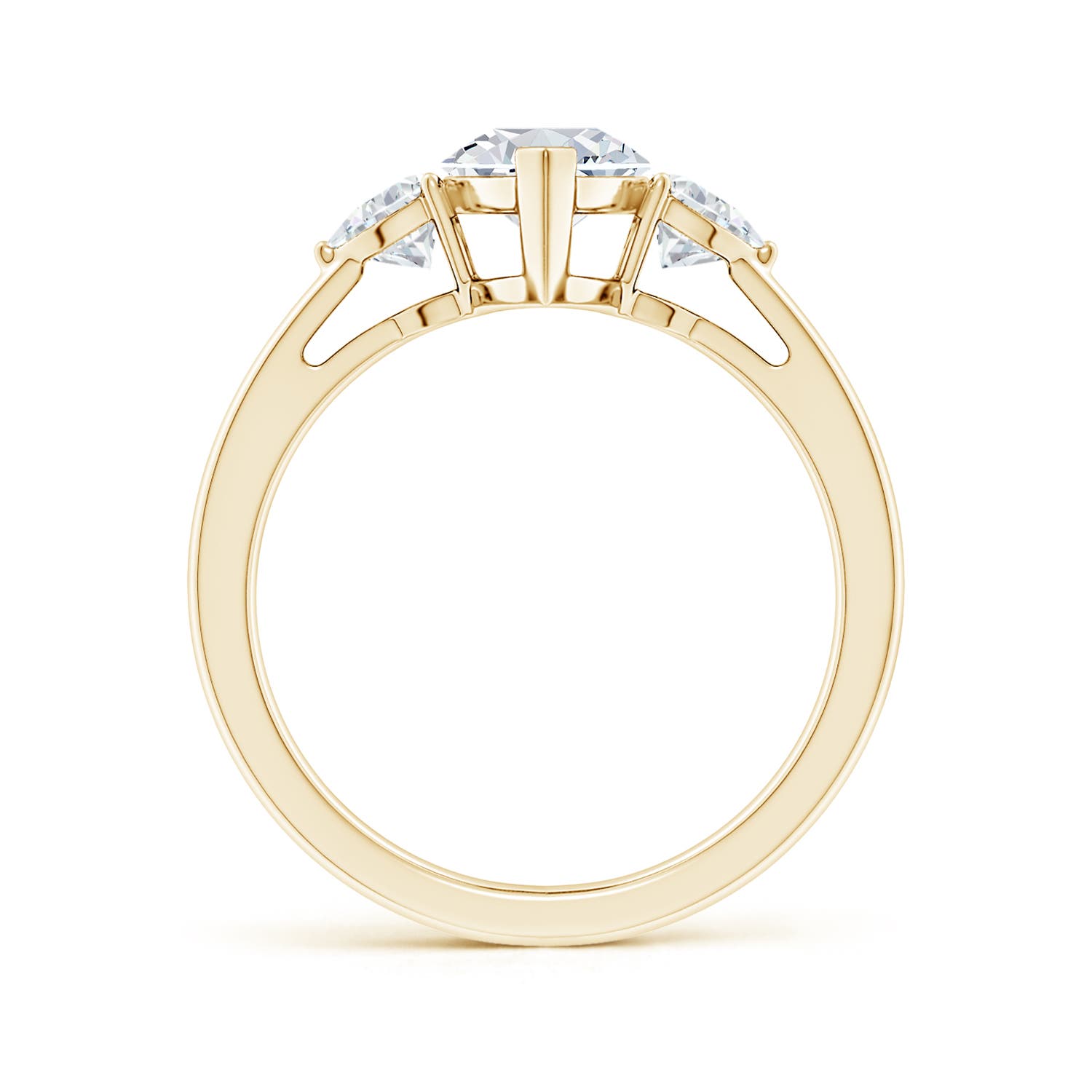 12x6mm FGVS Lab-Grown Marquise and Trillion Diamond Three Stone Reverse Tapered Shank Engagement Ring in Yellow Gold - side 3