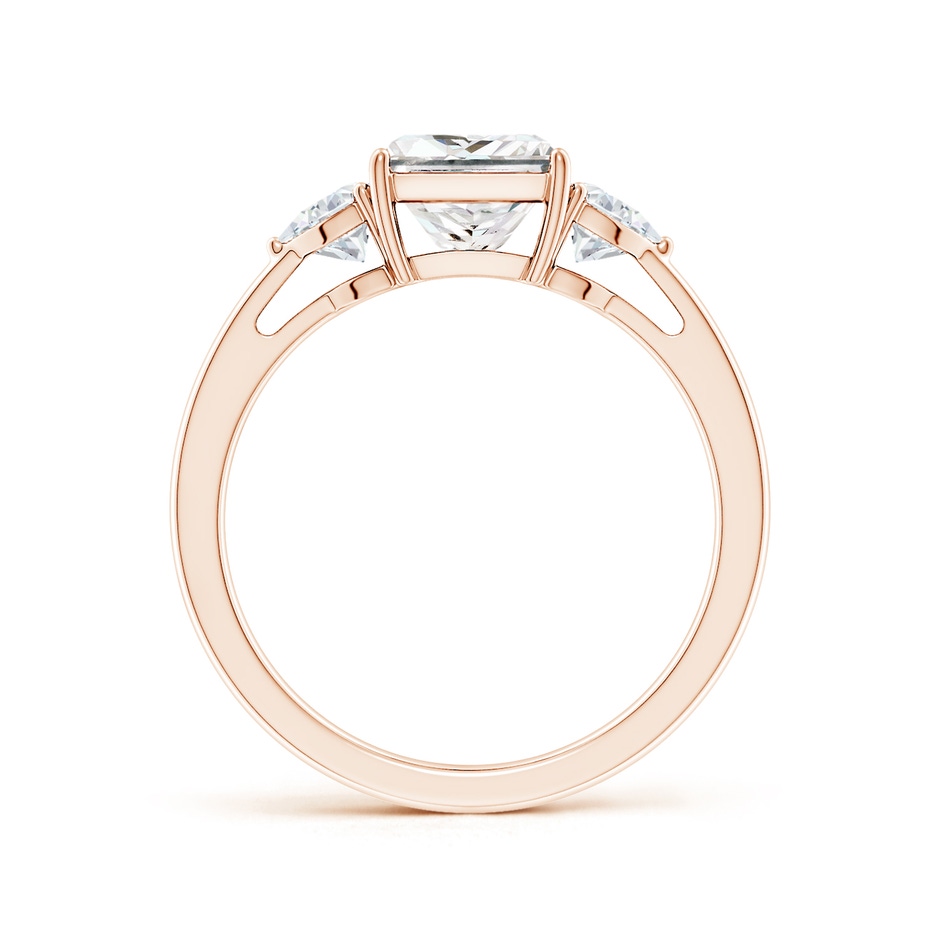 6.5mm FGVS Lab-Grown Princess-Cut and Trillion Diamond Three Stone Reverse Tapered Shank Engagement Ring in Rose Gold side 199