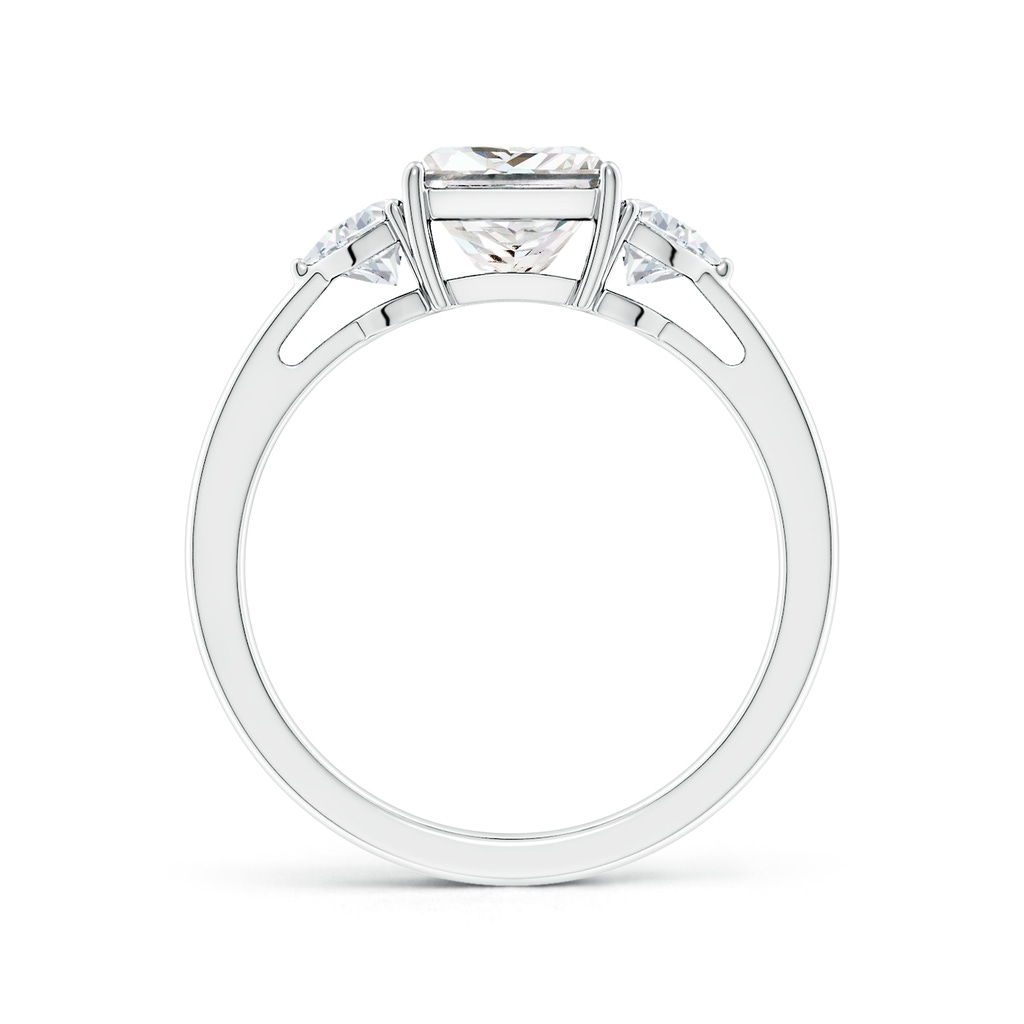 6.5mm FGVS Lab-Grown Princess-Cut and Trillion Diamond Three Stone Reverse Tapered Shank Engagement Ring in White Gold - side 199
