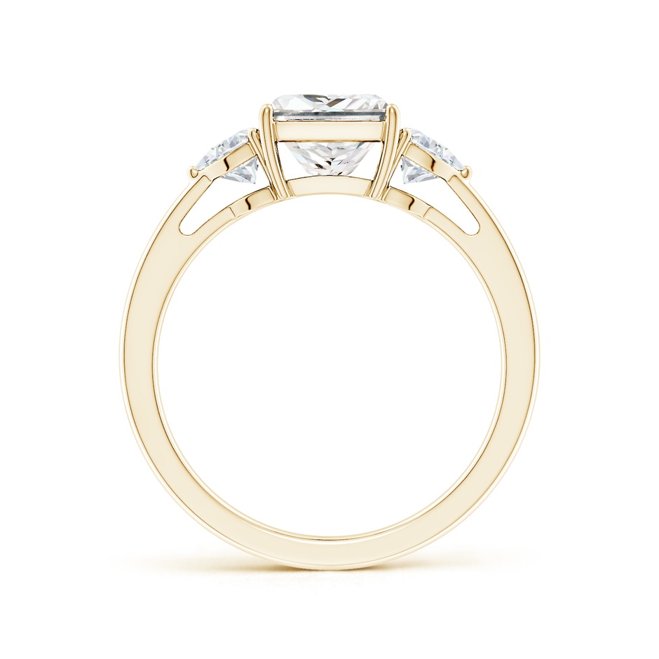 6.5mm FGVS Lab-Grown Princess-Cut and Trillion Diamond Three Stone Reverse Tapered Shank Engagement Ring in Yellow Gold side 199
