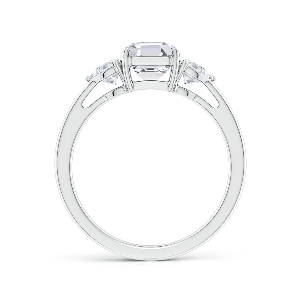 6.5mm FGVS Lab-Grown Asscher-Cut and Trillion Diamond Three Stone Reverse Tapered Shank Engagement Ring in White Gold Side 199