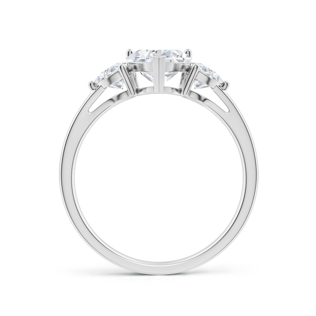 6.5mm FGVS Lab-Grown Heart-Shaped and Trillion Diamond Three Stone Reverse Tapered Shank Engagement Ring in White Gold Side 199